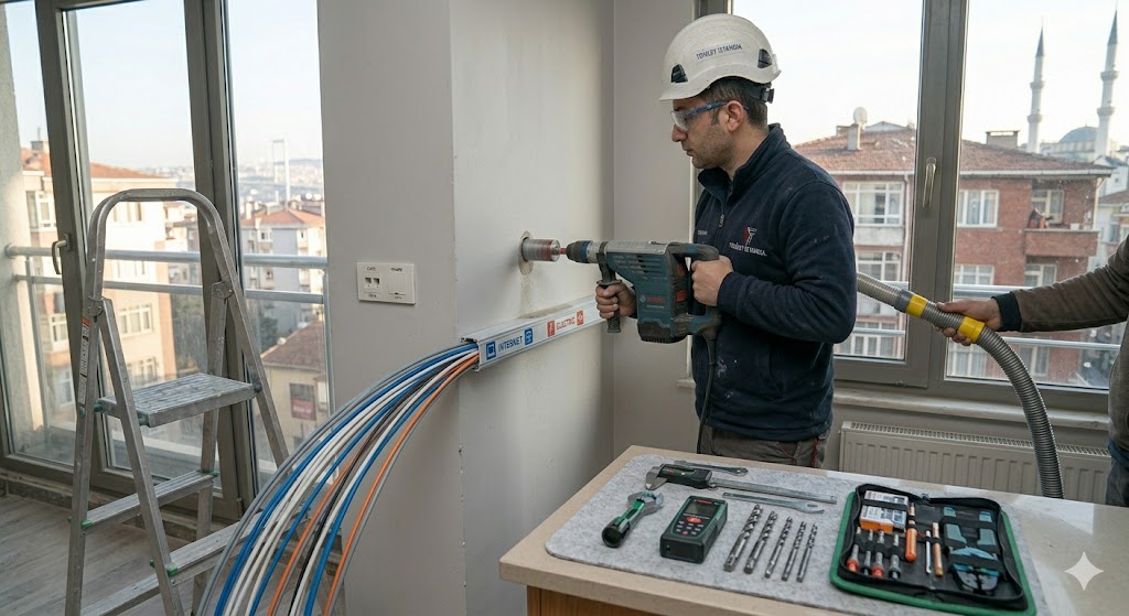 Elektrik ve İnternet Kanalı Deliği Açma